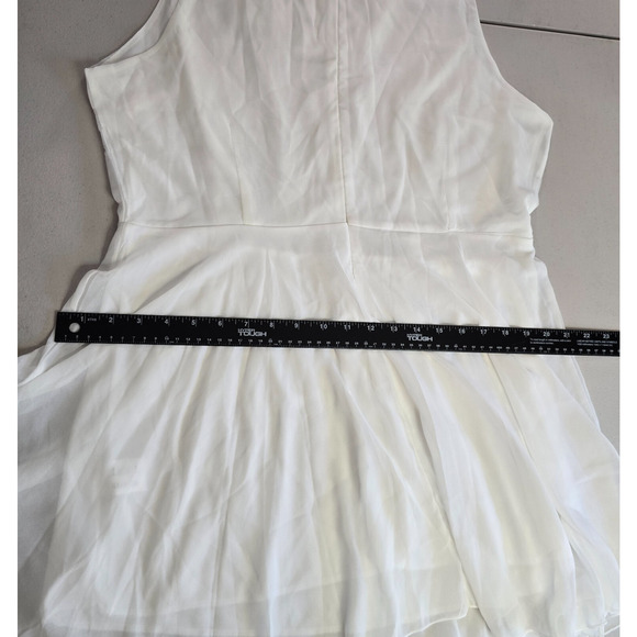 Club L Dress Women's 20 Cream - White Mini Sleeveless Sheer Lined Flowers Ruffle - Picture 13 of 16